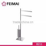 Free Standing Brass SS304 Paper Towel Rack and Brush Holder for Bathroom