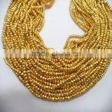 NATURAL GOLDEN PYRITE 3-4MM ROUNDEL FACETED LOOSE BEADS STRAND thumbnail-4