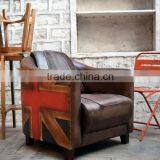 Vintage Industrial Furniture Wholesale ,Canvas Leather Singe Seater Sofa
