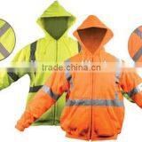 HI VIZ VISIBILITY REFLECTIVE HOODIE POLAR FLEECE SAFETY WORKWEAR