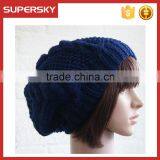V-25 Cable Knitting Pattern Chunky Winter Beanie Women Cable Pattern Beanie Hats thumbnail-1