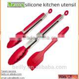 Factory Whosale Premium Silicone Food Tong Set of Two 9 and 12 Inch Red