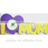 zinc alloy photo frame"I LOVE MOM"