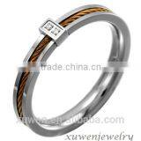 Stainless Steel Mens Stainless Steel Cable Ring With CZ