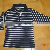 Cotton Yarn Dyed Stripes Long Sleeve Girl T Shirt