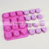Wholesale FDA food grade 12 cavity flowers shaped nonstick silicon soap making molds