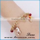 Sterling Santa Christmas Gold Alloy Leather Charms Bracelet thumbnail-5