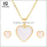 24kt Gold Plated Dubai Fashion Wholesale Heart Jewelry Stainless Steel Set thumbnail-1