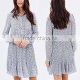 Apparel New Arrivals Autumn Herringbone Woman Long Sleeve Pleated Casual Dress thumbnail-1