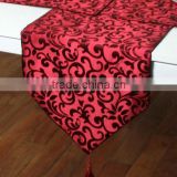 Polyester jacquard luxury table runner, wedding banquet table runner even table runner swirl design red