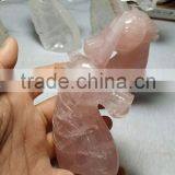 Hand Carving Natural Rose Quartz Crystal Unicorn For Home Decoration thumbnail-6