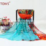 2015 Custom Lady Fashion Cotton Voile Shawl and Scarf Fresh Leopard Peony Printing for Spring Autumn thumbnail-6