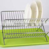 2 Tiers X-shape Chrome Plated Dish rack with plastic tray
