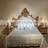 European French Style Fine Carved Upholstered Golden Trim Bisini New Product Bedroom Set thumbnail-2