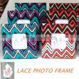 Cloth Wrap Square Picture Frame With Lace Maerial thumbnail-2