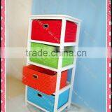 White Solid Wooden Cabinet With 4 Color Drawers thumbnail-1