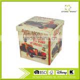 Faux Leather Printed Folding Storage Ottoman Seat Box With Seat Cushion thumbnail-1