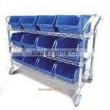 12 Pcs Bins With Wire Shelving Cart, 12 Pcs Plastic Storage Bin Kit, Combination Boxes (702712) thumbnail-1