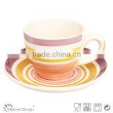 Cup Saucer Silk Screen High Quality Modern Design Top Sale Whloe Sale With Strips thumbnail-2