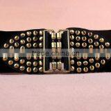 Wholesale Decorative Mushroom Rivet Alloy Buckle Women Lady Wide PU Waist Belt thumbnail-5