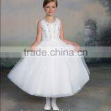 White Beaded Bling High Neck Baby Gown Dresses for Girls thumbnail-1