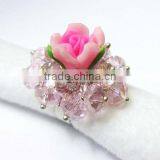 Fashion Pink Burst Flower Rings, Crystal Ball Bead Rings, New Products for 2013 thumbnail-1