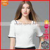 Latest Design Short Sleeve Cozy Knit Sweatershirt Tight Pullover Sweater thumbnail-1