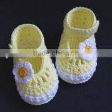 Hollow Wool Knitted Shoes Wholesale Floral Crochet Baby Girl Soft Shoes thumbnail-2