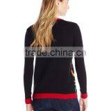 Black Fancy Pattern Jacquard Pattern Cotton Pullover Women Knitted Christmas Sweater thumbnail-2