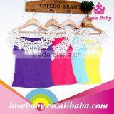 Wholesale Lovebaby Boutique Stylish Flower Lace Neckline Cute Kids Singlets thumbnail-1