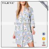 New Design Women Spring Summer Cartoon Pattern Print Shirt Dress thumbnail-1