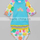 Latest Girl Sportswear With Yellow Pineapple Beach Rashguard And Bottoms Girl Rashguard Child Clothing G-NP-TR905-308