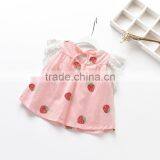 Wholesale Full Strawberry Printing t Shirt no Sleeve Children Tops Custom Pattern thumbnail-3