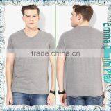 Mens Grey Custom Design Premium Quality V-Neck Plain T Shirts thumbnail-3