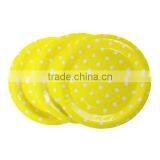 Yellow Dot Pattern Round Paper Food Plates 23.0cm thumbnail-1