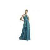 Free Flowing Sheath Column Halter Neck Tie Floor-length Ruffled Chiffon Prom Dress thumbnail-1
