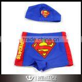 Children Boys Superman Swimming Trunk Set Hat thumbnail-1