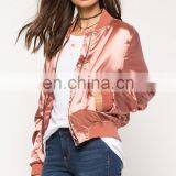 China Clothing Manufacturer Custom Plain Satin Bomber Jacket Wholesale thumbnail-6