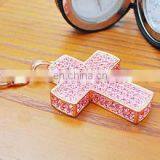 Custom Pink Cross Shaped Keychain thumbnail-1