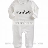 Ins Hot Sale Baby Long Sleeves Romper Plain "Chocolate" Printing Soft Cotton suit for 0-24 Months