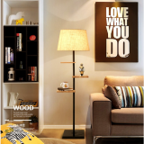 Rubber Wood Flooring Lamp Light With Racks thumbnail-2