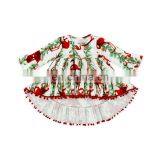 Hot Selling Baby Girl Fashion Top Dress Printed Floral Christmas Style High-low Top Pompom Dress Baby Clothes thumbnail-1