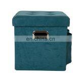 Modern Velvet Fabric Small Footstool Big Velvet Ottoman Storage Ottoman thumbnail-4