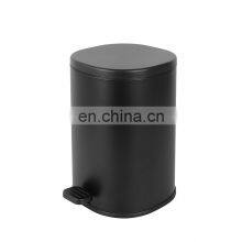 High Quality Household Metal Trash Can With Pedal Black Color Stainless Steel Foot Pedal Trash Can With Plastic Lid