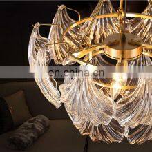 New Arrival Customized Decorations Equipment Stainless Steel Leaf Quality Shell Square Rectangle Luxury Glass Chandeliers thumbnail-4
