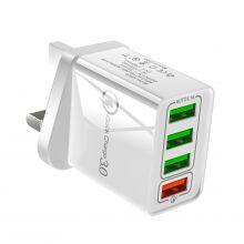 New Style Mobile Phone 36W UK Charger For Cell Phone Multi Port USB QC3.0 Fast Charger for Iphone