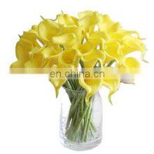 Wholesales Faux Flowers Wedding Bride Bouquet Beauty Silk Touch PU Mini Yellow Artificial Calla Lily For Home Garden Decoration