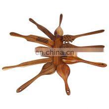 Wooden Utensils Set for Kitchen Handmade Natural Teak Cooking Spoons Wooden Spatula for Nonstick Cookware (7 Sets) thumbnail-1
