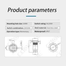 Ip67 Dot Led Red Green Blue Plastic Cover 220v 1no1nc 16mm Push Button Switch Momentary thumbnail-3