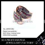 Pave Wedding Ring Set Silver Rose Gold Plating Engagement Couple Ring With Colorful Zircon Wholesalers Jewelry -SLS thumbnail-1